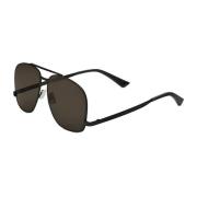 Sort Metal Aviator Solbriller