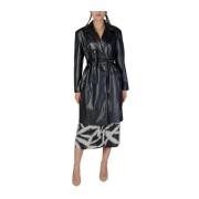 Sort Polyester Parka Trench Coat Kollektion