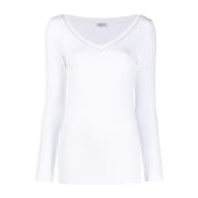 V-Neck Langærmet Strik Bianco