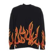 Oversized Sweatshirt med Flamme Grafik