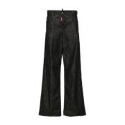 Sort Stretch Bomuld Wide Leg Jeans