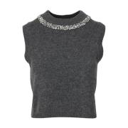 Sweater med strass-applikationer i uldblanding