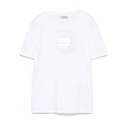 Hvid Logo Print Crew Neck T-shirt