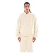 Blomstret Trim Lynlås Sweatshirt i Creme