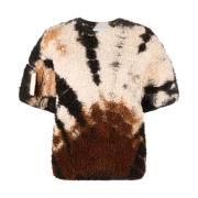 Beige Tie-Dye Bomuld T-Shirt