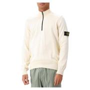 Beige Strikket Half Zip Sweater