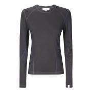 Broderet Crew-neck Bomuld Langærmet T-shirt