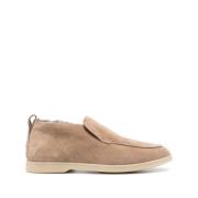 Beige Ruskind Slip-On Sko med Fleece Foring