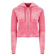 Pink Hoodie med Strass Logo