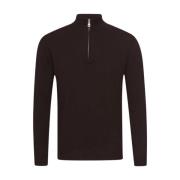 Brun Uld-Kashmir Half Zip Sweater