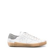 Hvide Lædersneakers med Distressed Finish