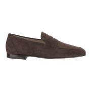 Suede Almond Toe Loafers med Logo