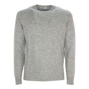 Grå Uld Cashmere Rund Hals Pullover