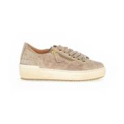 Beige Læder Printede Sneakers