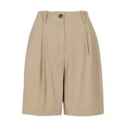 Brun High Waist Shorts med Lommer