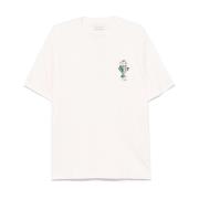 Illustration-stil Logo Print Beige T-shirt