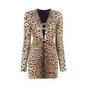 Leopard-Print Cut-Out Mini Dress