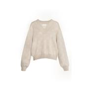 Klassisk V-hals sweater Beige