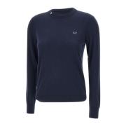 Navy Blue Uld Bomuld Sweater