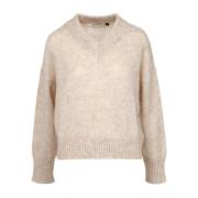 Hvid Mohair Blanding V-Hals Sweater