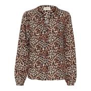 Leopard Print Puff Sleeve Bluse