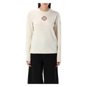 Hvid Eyelet Uld Cashmere Jumper