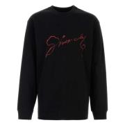 Sort Crewneck Langærmet T-shirt med Print