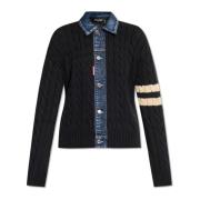 Cardigan med denimindsatser