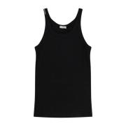 Ribbet bomuld tanktop med logo