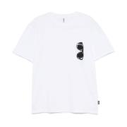 Hvid Brystlomme Crew Neck T-shirt