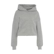 Grå Cropped Hoodie med præget logo