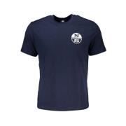 Blå Bomuld Tryk Logo T-Shirt