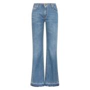 Stone Washed Denim Lavtaljet Flared Jeans