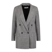 Dobbeltbrystet uld blazer med jacquard monogram