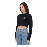 Sort langærmet crop top