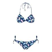 Blå Lollipop Bikini med Ruffles