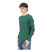 Grøn Crewneck Sweater Retro Stil