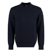 Ribbet crew-neck uld sweater