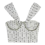 Polka-dot Korset Top med Rhinestones