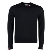 Uld Crew-Neck Sweater med Tricolor Detalje