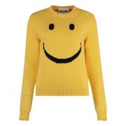 Bomuldsblandet crew-neck sweater med smiley