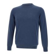 Blå Uld Cashmere Crew Neck Sweater