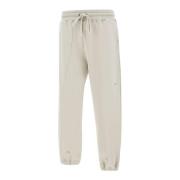 Beige Bomuld Jogger med Broderede Logoer