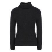 Sort Cashmere Sweater med Høj Hals