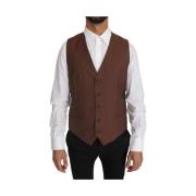 Elegant Bronze & Grå Formel Vest Slim Fit