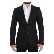 Elegant sort silkeblandet blazer