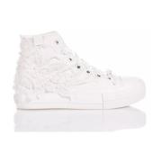 Perleudsmykkede Hvide Platform Sneakers