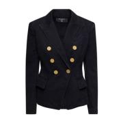 Dobbeltbrystet denim blazer Guld knapper