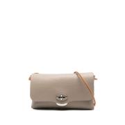 Taupe Læder Clutch Taske