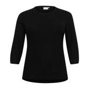 Sort Dyb Rib Pullover Sweater